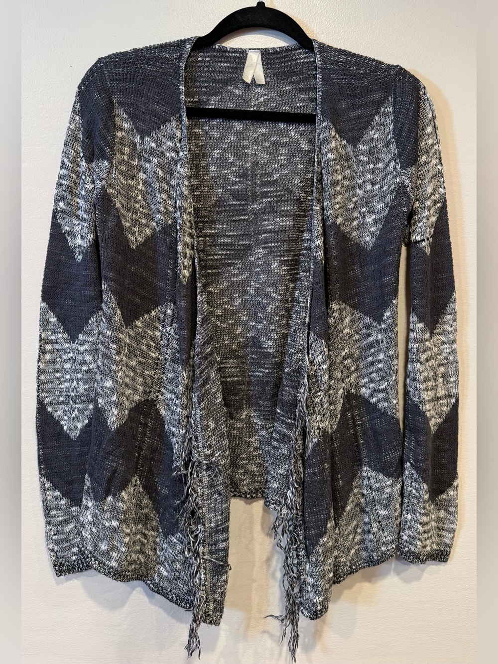 Vanity Marled Chevron Open Front Cardigan Sweater Women's Medium Y2K